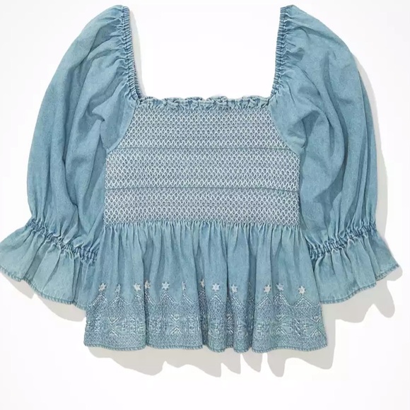 AE Smocked Embroidered Blouse - Picture 5 of 6